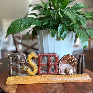 Baseball Themed Table Home Decoration Sign Plastic or Faux Wood Rustic